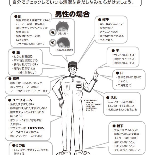 男子学生の身だしなみ